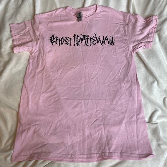 GHOSTINTHEWALL Band Tee Shirt Pink Small Short Sleeve Alt Metal Music Graphic - Picture 1 of 3